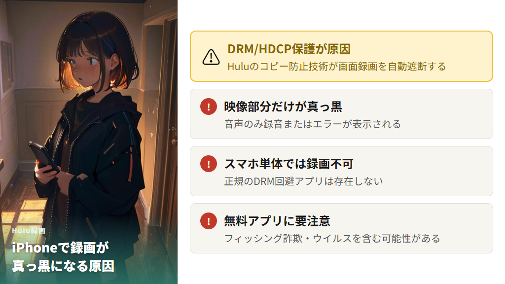 iPhoneの標準「画面収録」ではHuluが録画できない理由