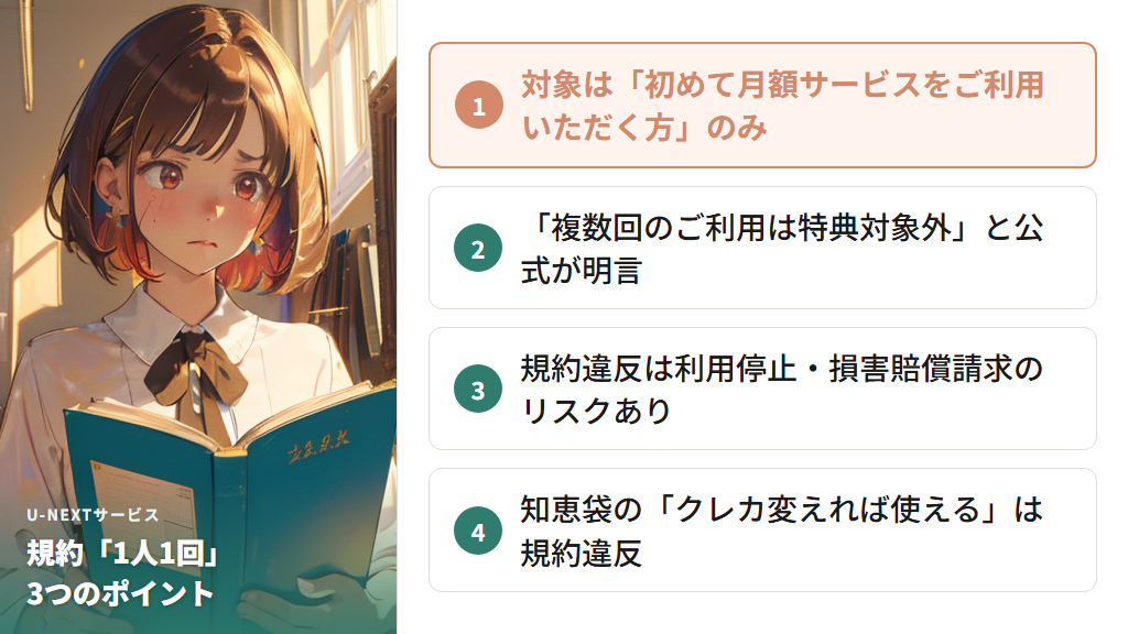 U-NEXTの規約「1人1回」の明確なルール