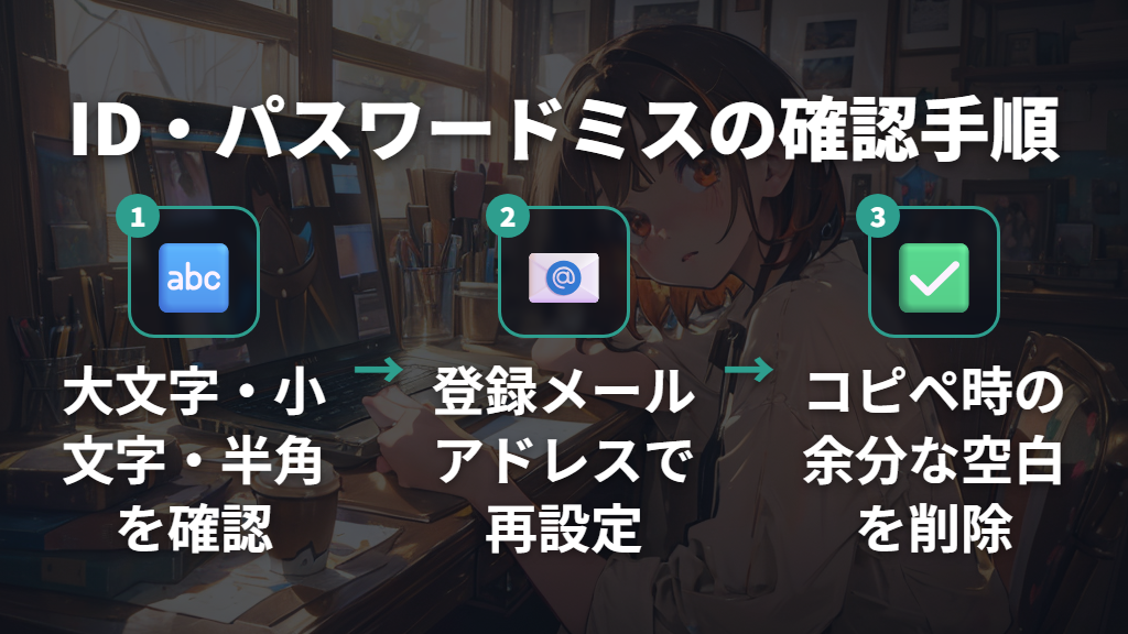 ログインID・パスワードの入力ミスが最多の原因