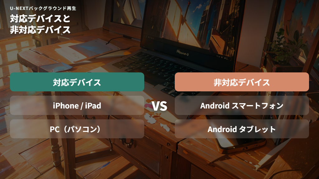 U-NEXTのバックグラウンド再生に対応しているデバイスと対応していないデバイス