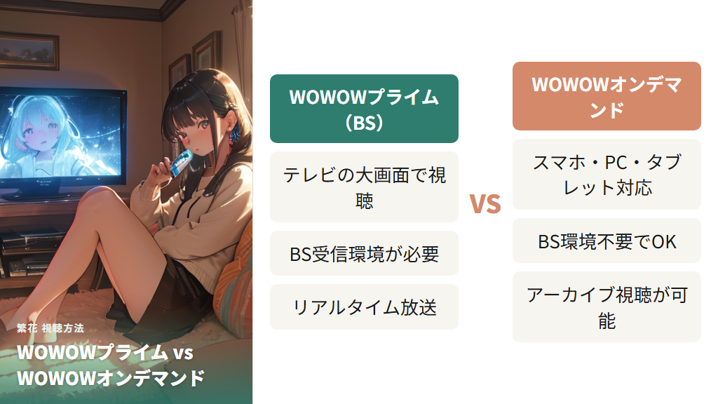 WOWOWプライムとWOWOWオンデマンドの違いと選び方