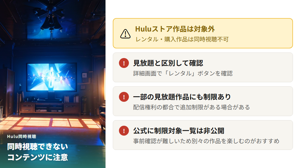 同時視聴できないコンテンツの種類