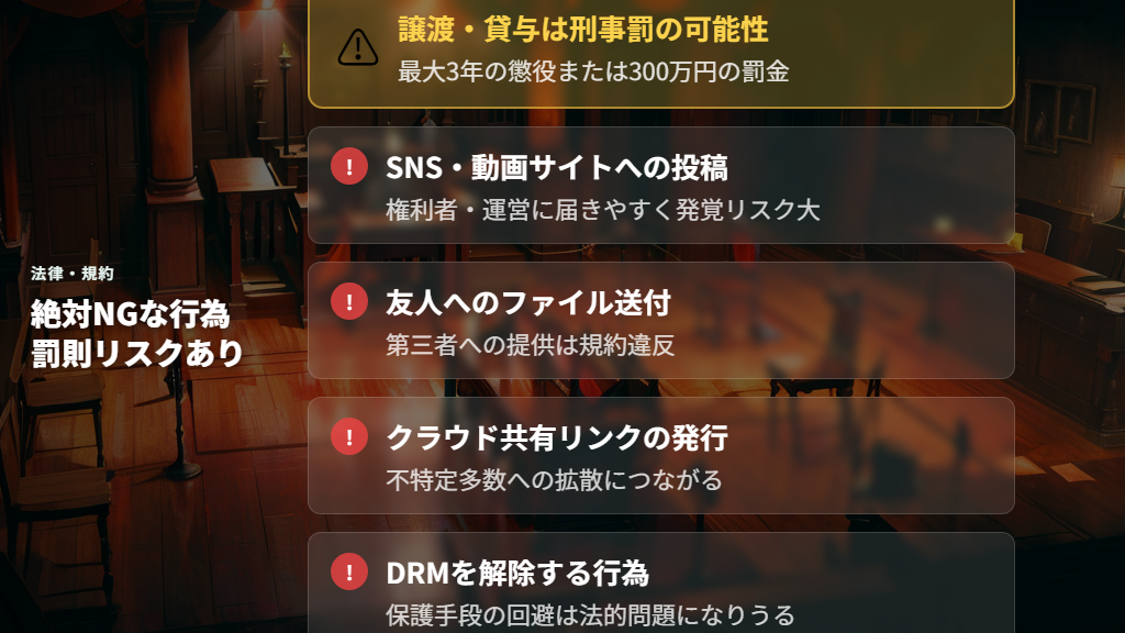 規約・法律上のNGラインと罰則リスク