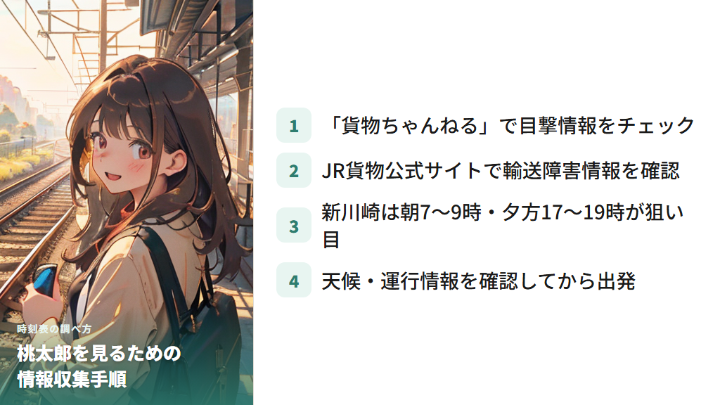 貨物列車・桃太郎の時刻表の調べ方と見やすい時間帯