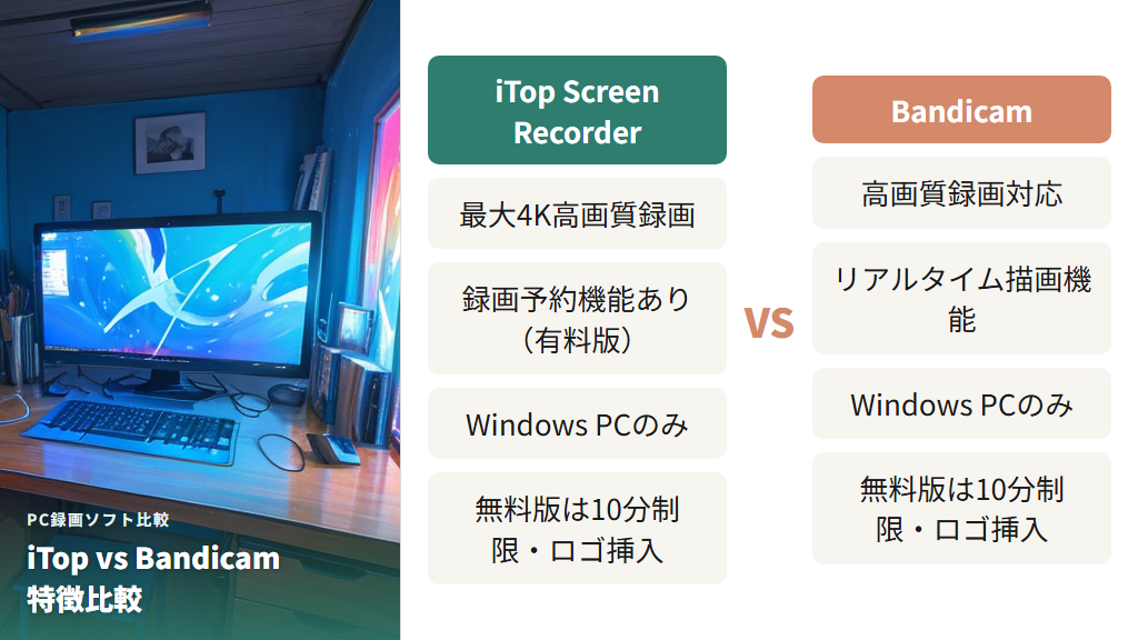 iTop Screen RecorderとBandicamを使ったU-NEXT録画