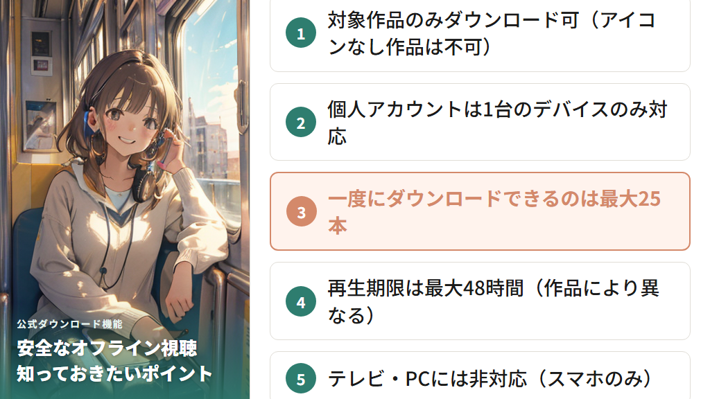 公式ダウンロード機能でオフライン視聴する方法と注意点