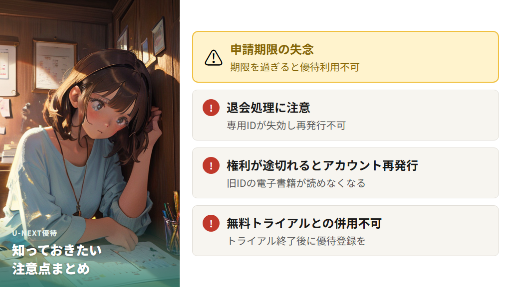 U-NEXT優待の注意点と過去の制度変更(プレミアム優待倶楽部廃止)