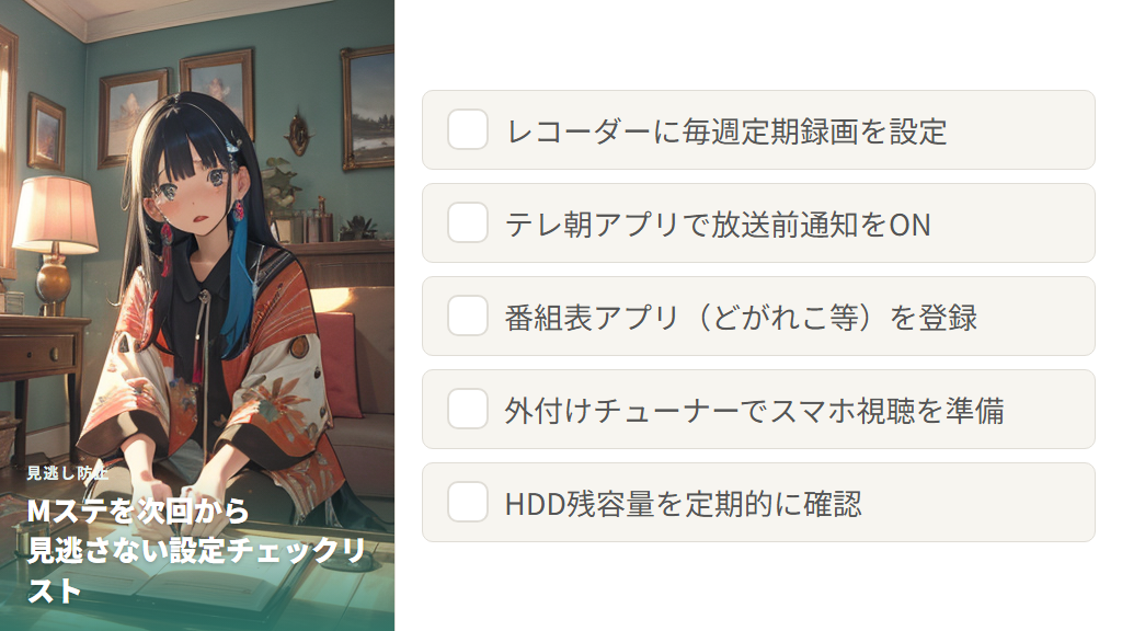 録画予約と番組表アプリでMステを次回から見逃さない方法