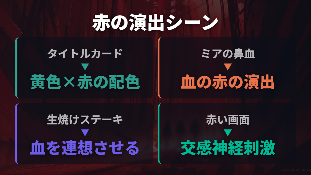 映画全体を染める「赤」の演出と交感神経への心理効果