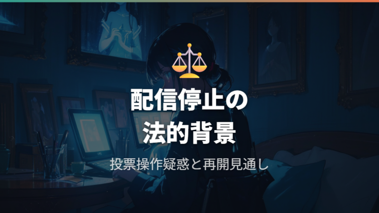 投票操作疑惑の法的整理と今後の配信再開見通し