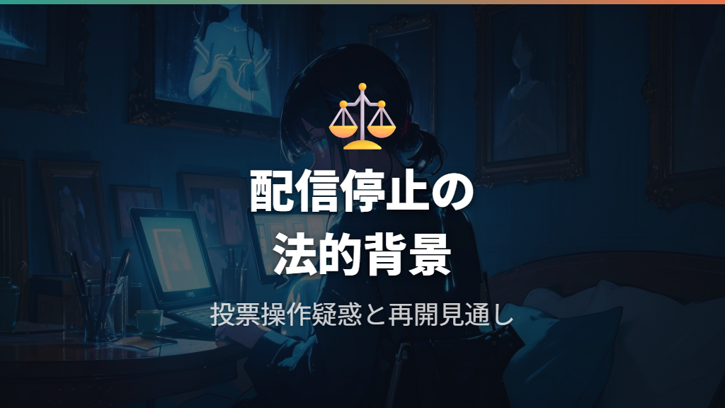 投票操作疑惑の法的整理と今後の配信再開見通し