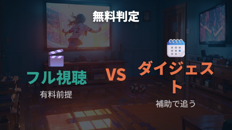 無料配信と見逃しの有無はフルマッチとダイジェストで分ける