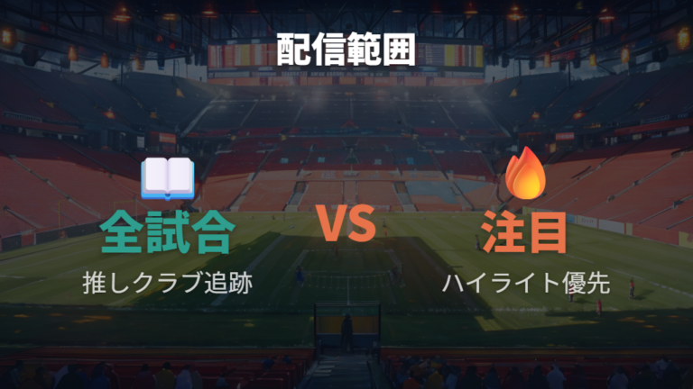 全試合配信かどうかは好きなクラブを追えるかで判断する