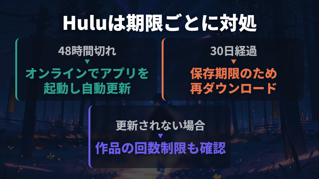 Huluは48時間の期限切れと30日の保存期限で対処が違う
