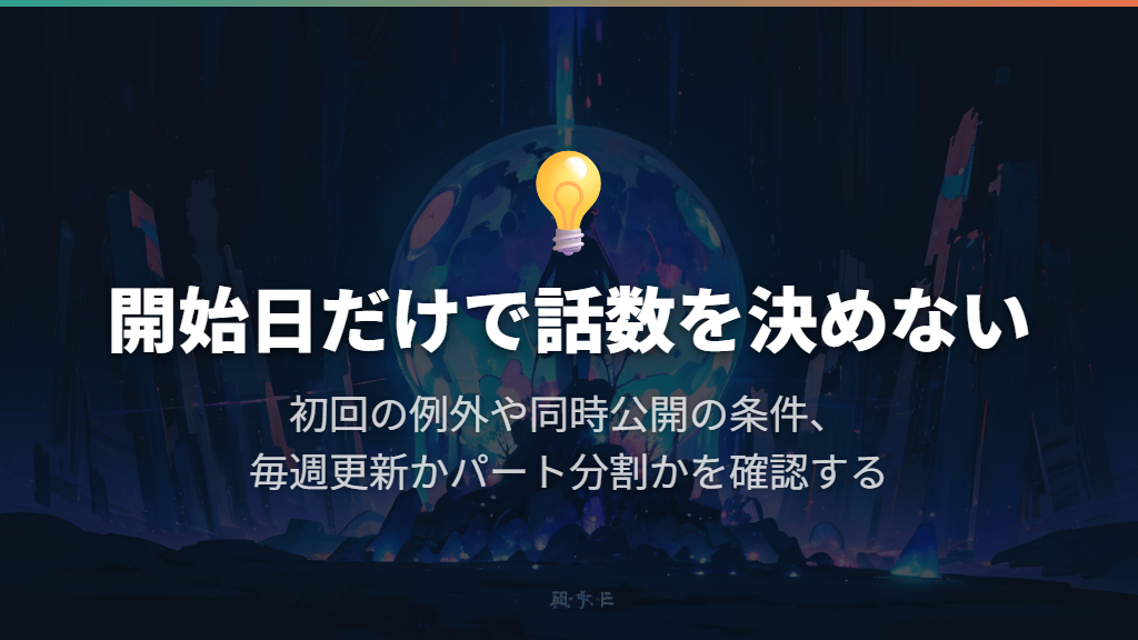 配信開始日が同じでも、公開される話数は違う