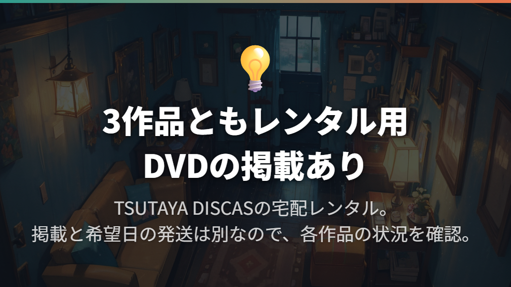 1・2・3を見たいなら、まずTSUTAYA DISCASのDVDを探す
