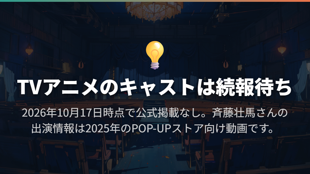 制作はJ.C.STAFF|声優情報と過去のPV出演は分けて確認