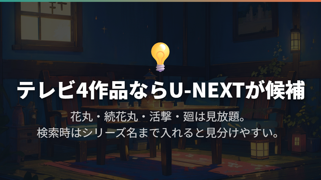 花丸・続花丸・活撃・廻をまとめて見るならU-NEXTが候補