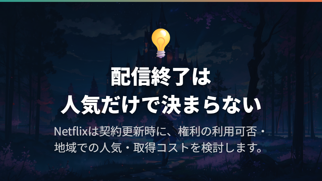 配信契約が更新されないと、見放題だった作品も終了する